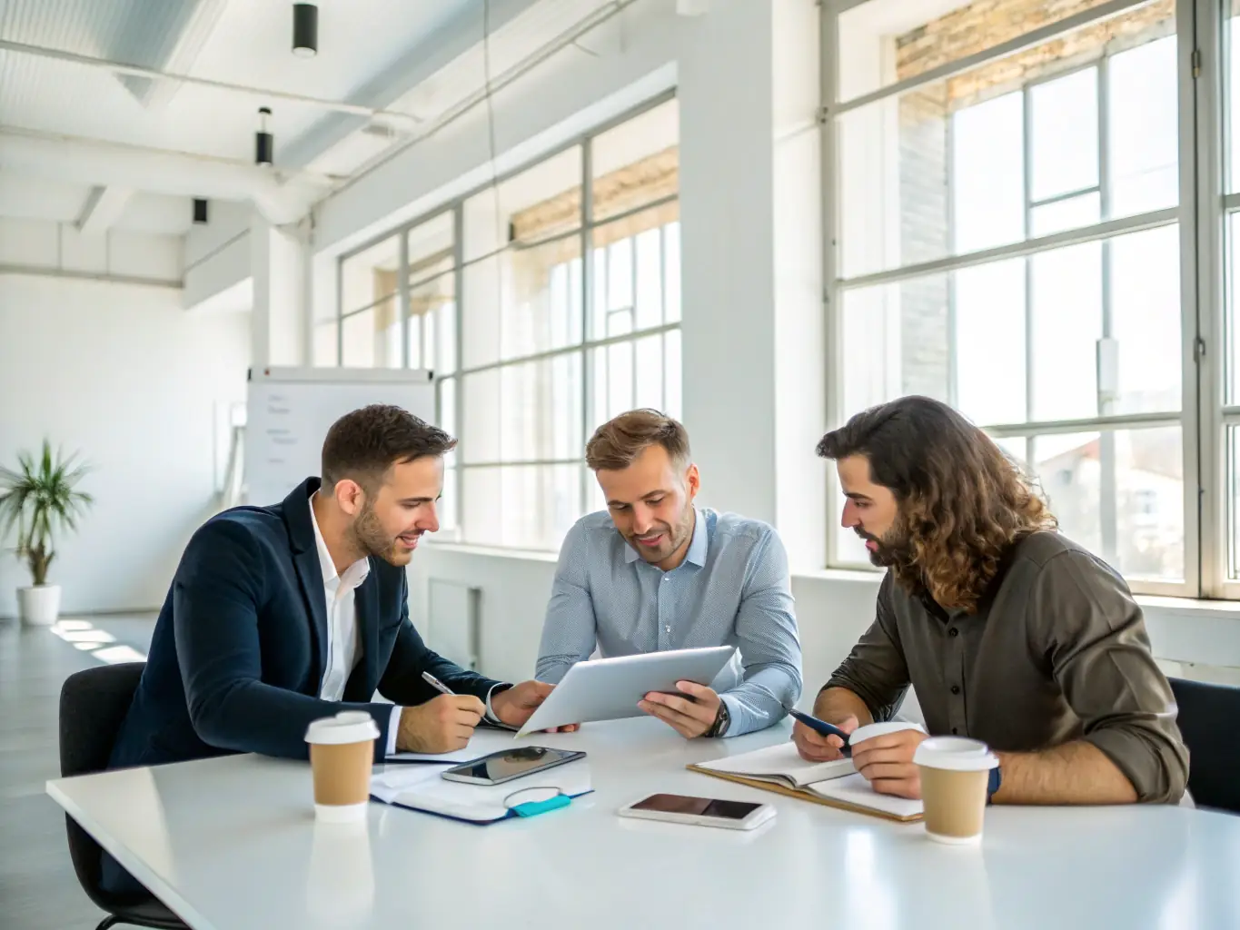 A person confidently presenting a personal development plan to a team in a bright, modern office, emphasizing leadership and resilience.